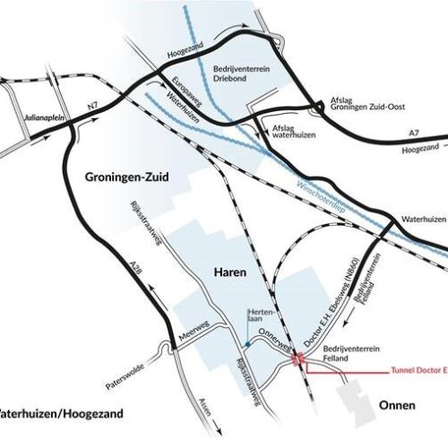 Tunnel Doctor E.H. Ebelsweg bij Haren twee weken dicht voor onderhoud