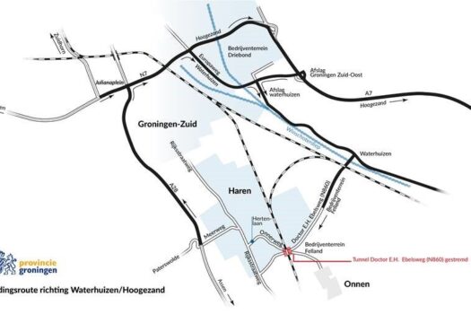 Tunnel Doctor E.H. Ebelsweg bij Haren twee weken dicht voor onderhoud